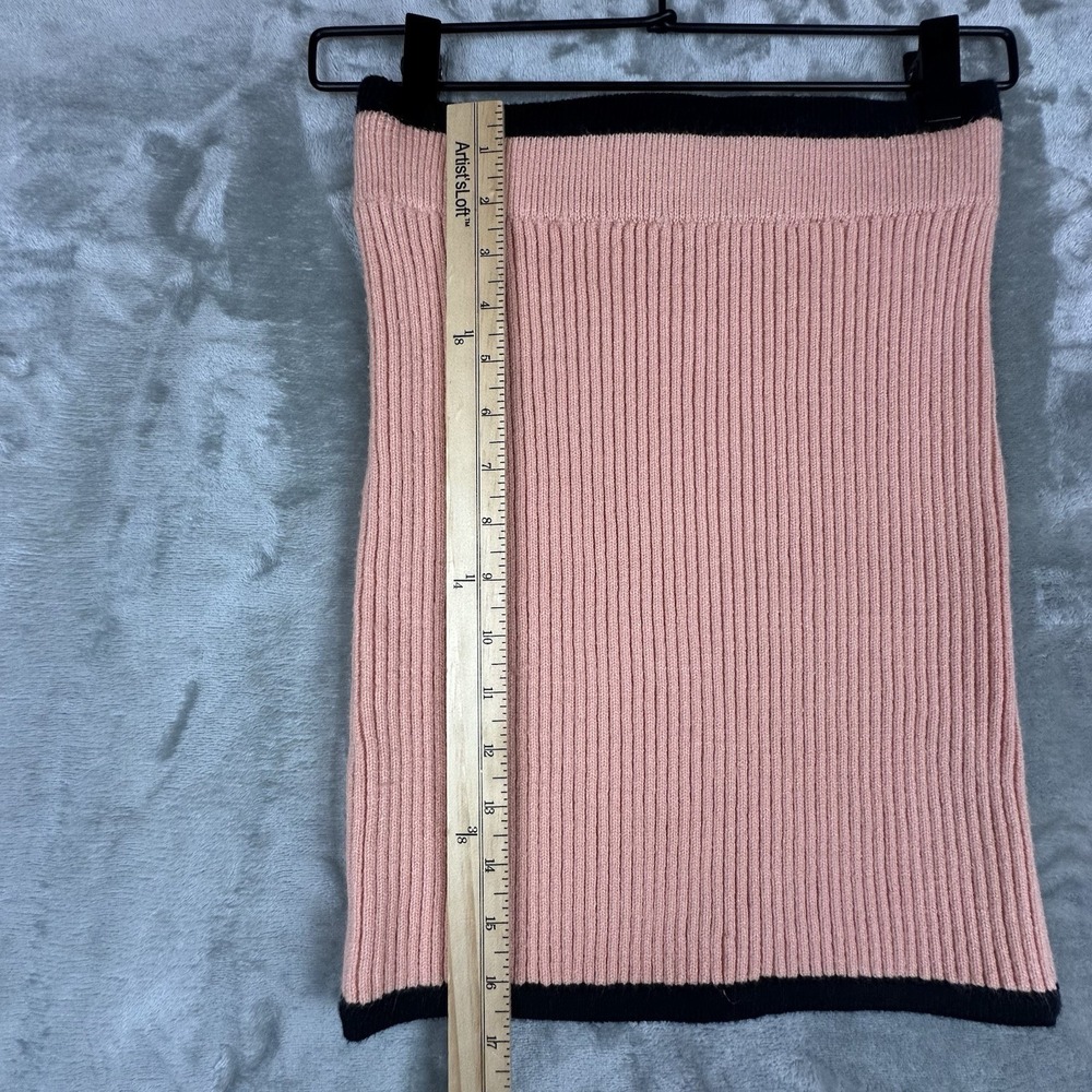 Lulus Sweater Skirt Women's S Pink Black Trim Ribbed Knit Body Con - Picture 5 of 7